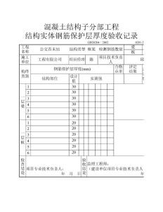 钢筋保护层厚度验收记录