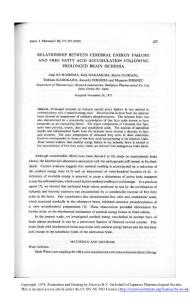 relationship between cerebral energy failure and free fatty acid accumulation following prolonged brain ischemia-論文