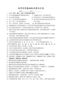 初中化学考点汇总