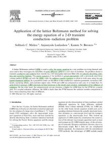 Application of the lattice Boltzmann method for conduction–radiation problem   conduction–radiation problemthe energy equation of a 2-D transient  solving