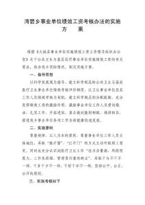 湾碧乡事业单位绩效工资考核办法的实施方案