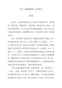 廉政准则学习心得