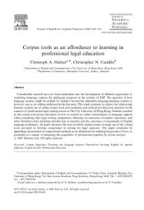 Corpus tools as an affordance to learning in professional legal education