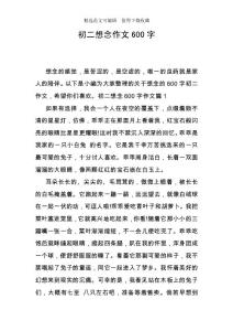 初二想念作文600字