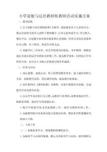 小学道德与法治教研组教研活动实施方案