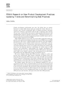 PDMA research on new product development practices updating trends and benchmarking best practices