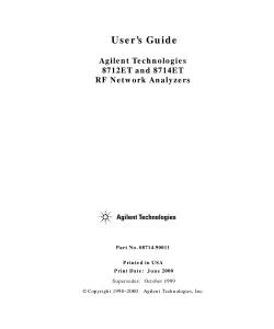 8712ET and 8714ET RF Network Analyzers User´s Guide