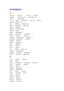 高中英语变型词汇