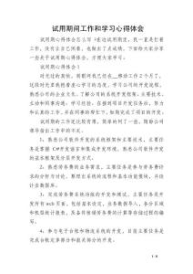 試用期間工作和學(xué)習(xí)心得體會(huì)