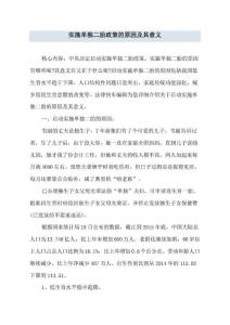 實(shí)施單獨(dú)二胎政策地原因與其意義