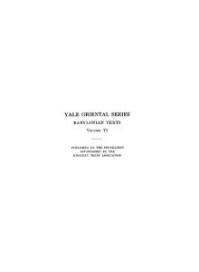YALE ORIENTAL SERIES. BABYLONIAN TEXTS, VOL. VI RECORDS FROM ERECH TIME OF NABONIDUS (555-538 B. C.)