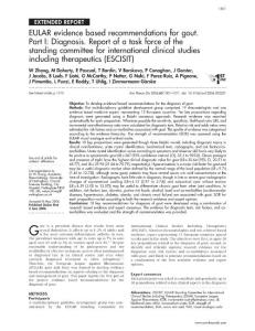 EULAR evidence based recommendations for gout. Part I-Diagnosis