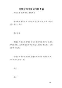 高级软件开发岗位职责表