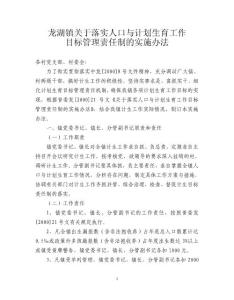 龍湖鎮關于落實人口與計劃生育工作