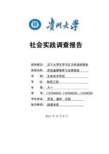 關于大學生學習壓力調研社會實踐調查報告