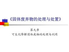 可生化降解固体废物的处理与利用