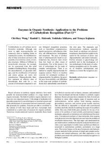 Enzymes in Organic Synthesis Application to the Problems of Carbohydrate Recognition