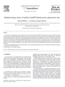 optimal sizing study of hybrid wind-PV-diesel power generationg unit