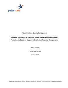 Patent Portfolio Quality Management