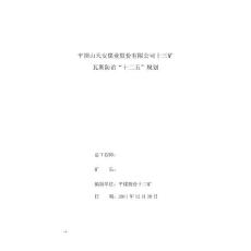 十三矿瓦斯治理“十二五”规划