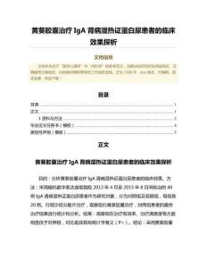 黄葵胶囊治疗IgA肾病湿热证蛋白尿患者的临床效果探析（临床医学微范文）