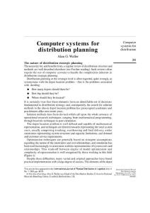 Computer systems for distribution planning