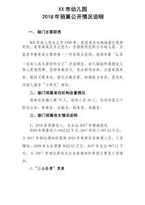 XX市幼兒園2018年預(yù)算公開情況說明【模板】