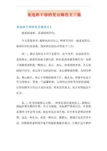 競選班干部的發(fā)言稿范文三篇