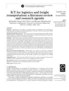 ICT for logistics and freight transportation - a literature review and research agenda