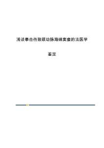 浅谈拳击伤致颈动脉海绵窦瘘的法医学鉴定