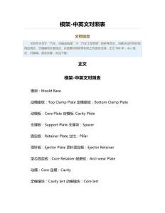 模架-中英文对照表（表格模板范文）