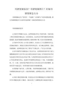 母猪便秘原因？母猪便秘图片？妊娠母猪便秘怎么办