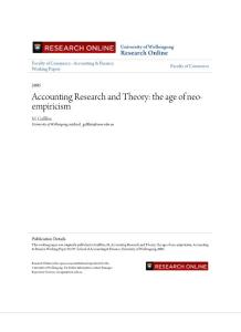 Accounting Research and Theory the age of neo-empiricism