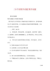 [小升初数学试题]数学试题