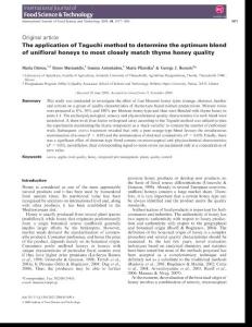The application of Taguchi method to determine the optimum blend of unifloral honeys to most closely match thyme honey quality