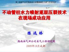 不动管柱水力喷射逐层压裂技术在现场成功应用