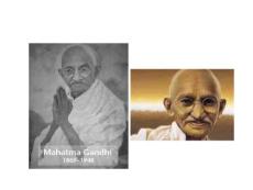 Gandhi Reads Papers in Front of His Spinning Wheel 3-1-2