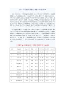 [高等教育]2012年中国大学排行榜【中国校友会网】