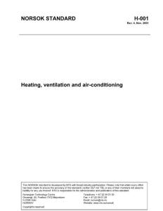 NORSOK H-001 HVAC (Heating, ventilation and air conditioning) (Rev1. 4, Nov. 2001)