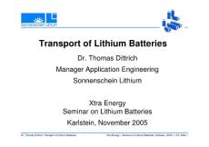 Transport of Lithium Batteries