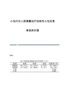 心包内注入尿激酶治疗结核性心包炎患者临床价值