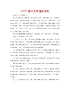 2020年年工作自我評價