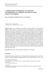 A spatial analysis of indigenous cover patterns and implications for ecological restoration in urban centres, New Zealand