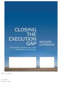 Closing the Gap：How Great Leaders and Their Companies Get Results缩小差距：伟大领袖和他们的公司如何获取这样的结果