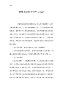 甘薯黑痣病的发生与防治