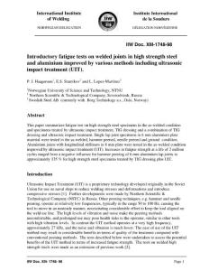 Introductory fatigue tests on welded joints in high strength steel