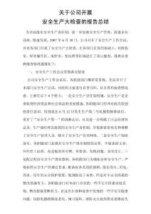 公司开展安全生产大检查报告总结
