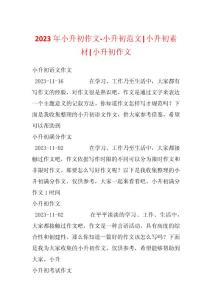 2023年小升初作文-小升初范文-小升初素材-小升初作文