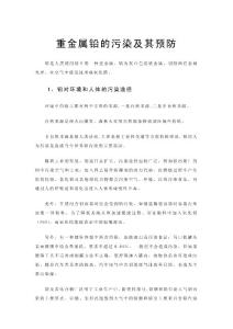 重金屬鉛的污染及其預(yù)防