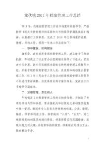 龍伏鎮(zhèn)2011年檔案管理工作總結(jié)
